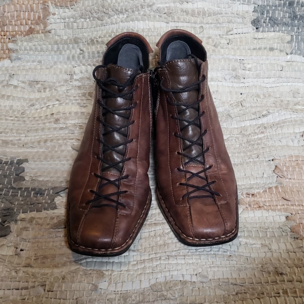 Rieker brown lace up booties